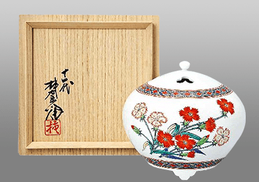 十四代酒井田柿右衛門作　濁手撫子文香炉