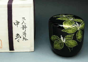 亮斎作山中塗二人静蒔絵棗 共箱揃い